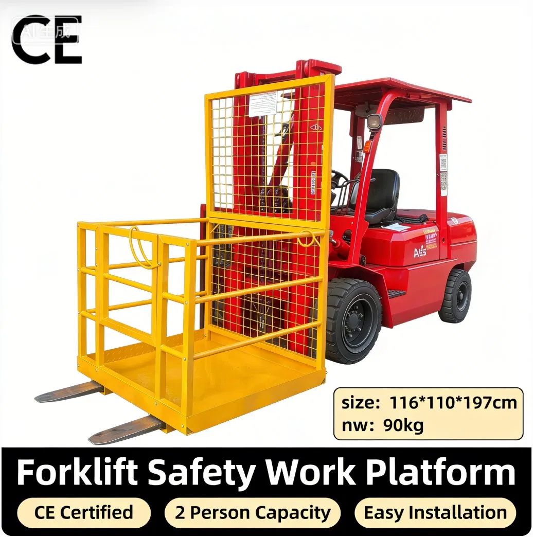 CE Certified Heavy Duty Anti-Slip Forklift Safety Cage Aerial Work Platform for Warehouse Factory