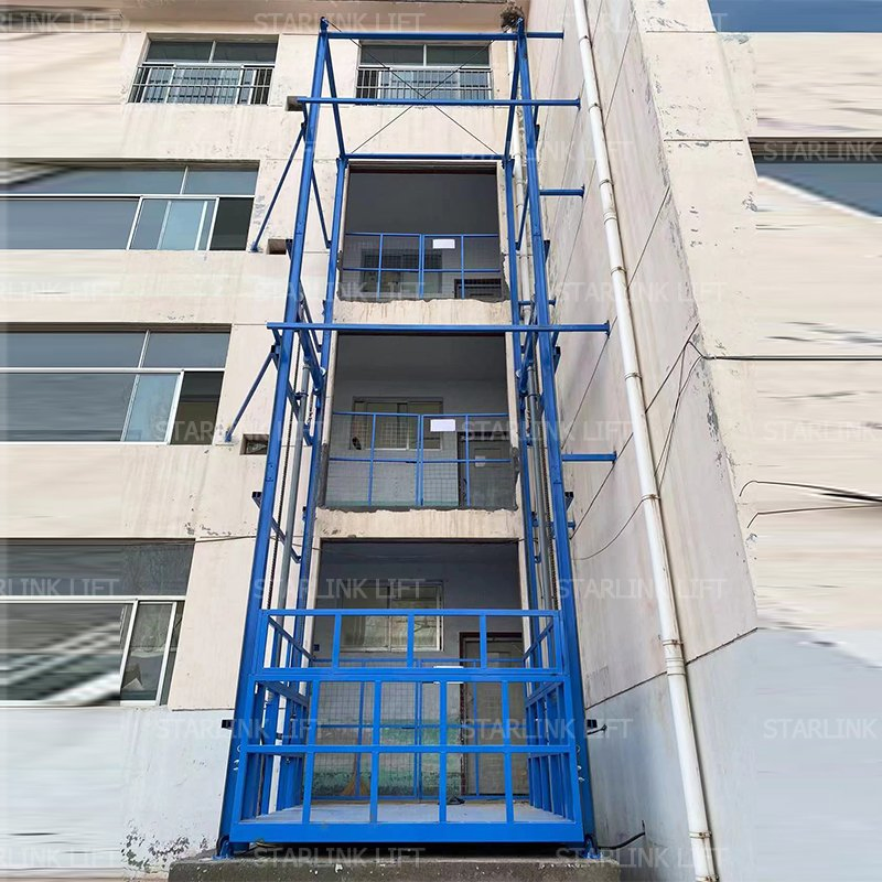 2t 3t 5t CE Customized Warehouse Cargo Lift Industrial Cargo Lift High Quality Vertical Hydraulic Guide Rail Cargo Lift