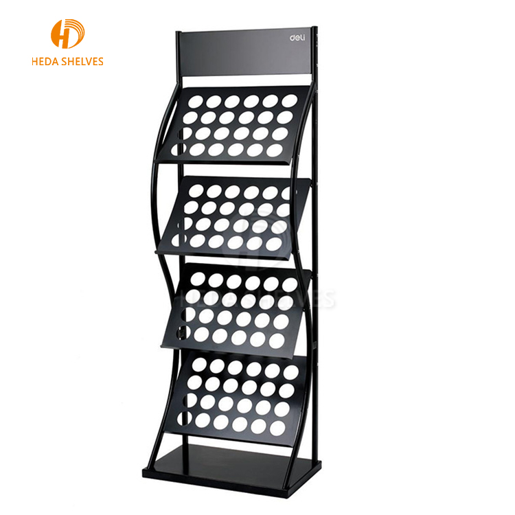 Office Furniture 4 Tier Steel Iron Free Floor Standing Newspaper Rack