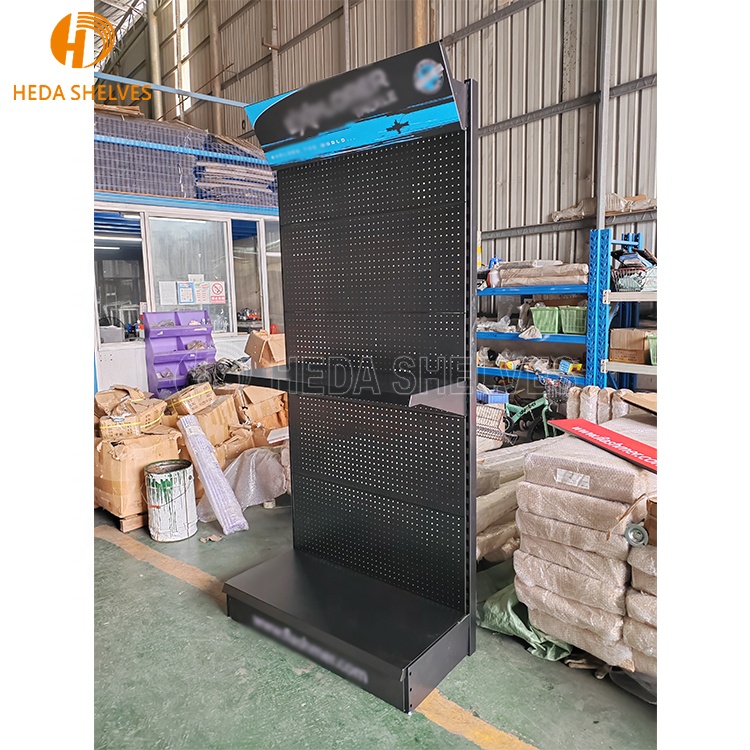 Retail Store Shop Showroom Metal Pegboard Shelf Hanging Rack for Power Garden Hardware Hand Tools Accessories Display Stand