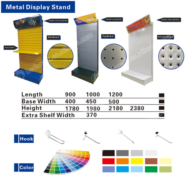 Factory Wholesale H-Shape Slatwall Tower Multifunctional Display Stand Made of Wood MDF Aluminium with Storage Cabinet