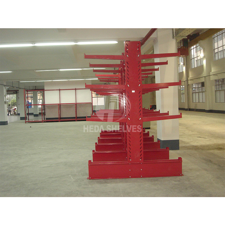 Warehouse Storage Racking Industrial Cantilever Rack System for Storing Long Items Like Lumber Metal Pipes and Steel Beams