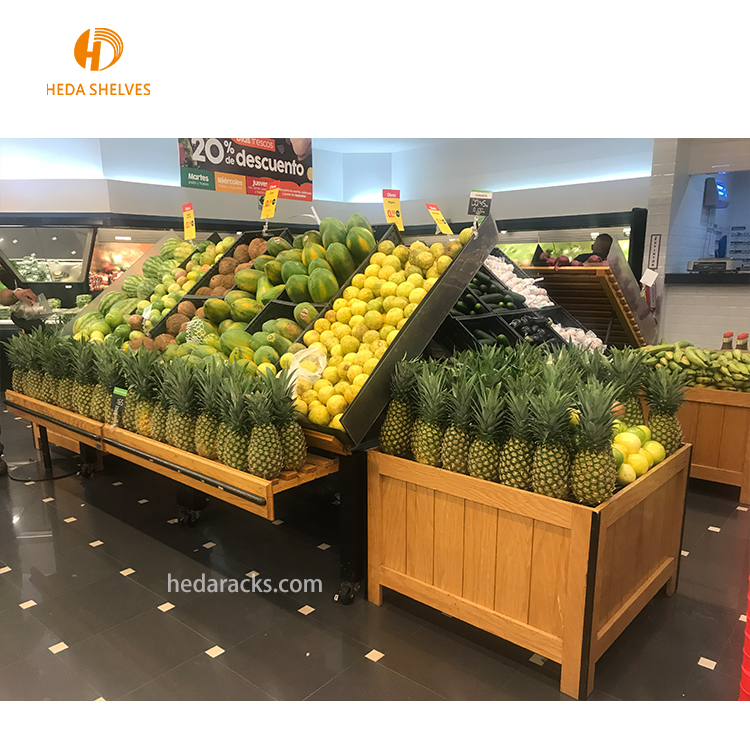 Fruit and vegetable display stand view 1