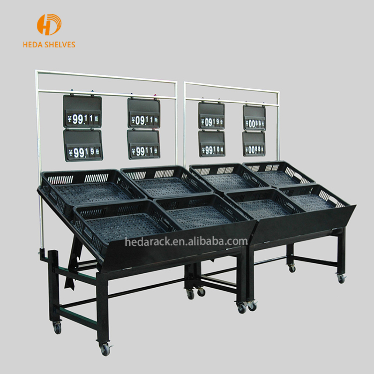 Super Markets Wood Fruit Stand Vegetable Rack for Fruit Shop Shelf