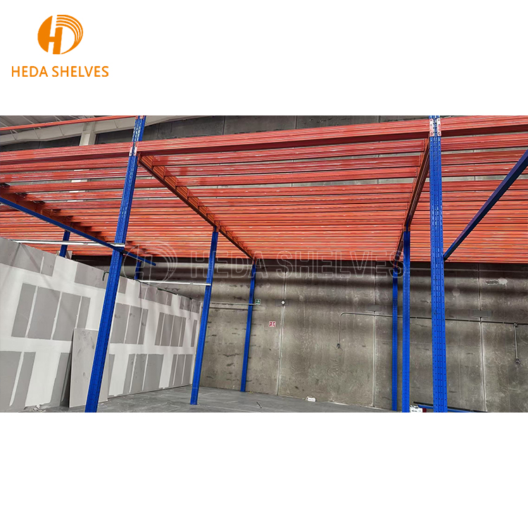 Heavy Duty Mesh Multi Tier Supported Mezzanine Floor With Stair Steel Industrial Warehouse Floor Platform Pallet Racking System