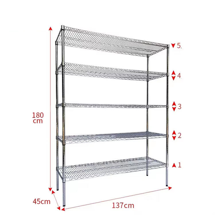 Multi Layer Commercial Chrome Wire Shelving Wire Mesh Shelving Rack