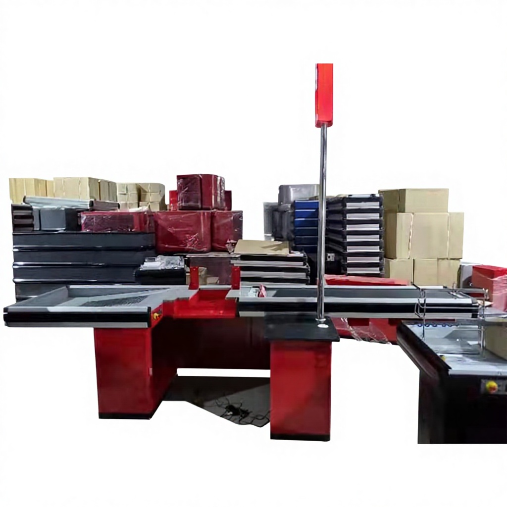 Supermarket Checkout Counter With Conveyor Belt