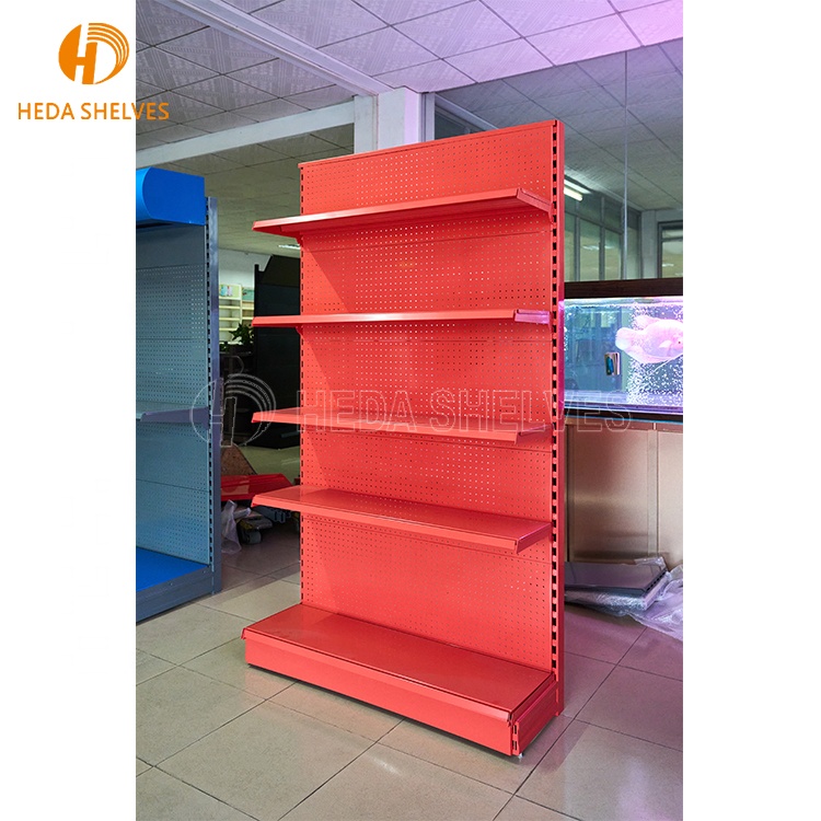 New Design Supermarket Shelf With Great Price Perfect Used Double Side Gondola Steel From China Hypermarket Shelving System