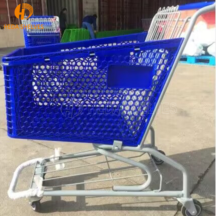 Good Quality All Plastic Made Market Trolley Shopping Cart Trolleys With Wheels