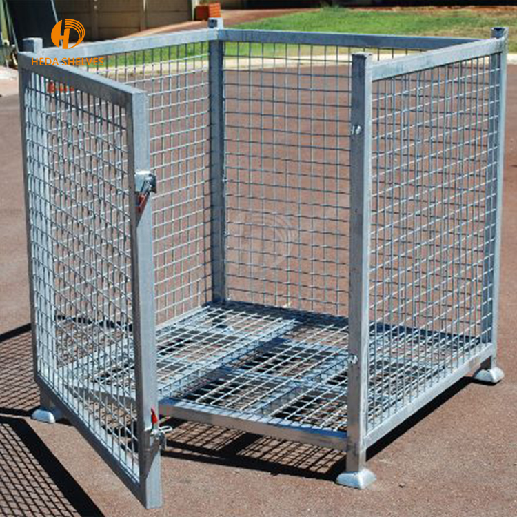 Industrial Material Handling Stackable Welded Steel Transport Metal Wire Mesh Pallet Cage With Forklift