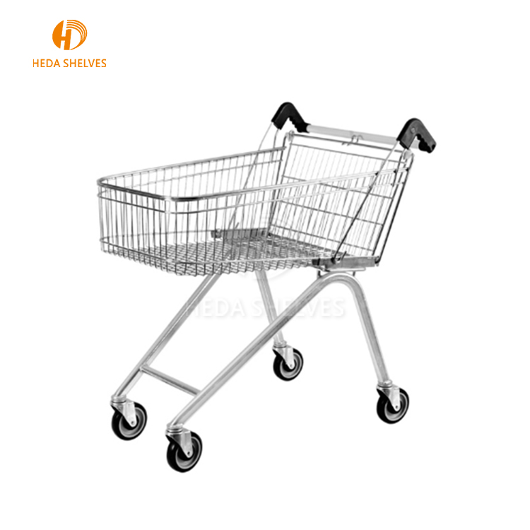 European Style Wholesales Chrome Metal Supermarket Shopping Carts Trolley