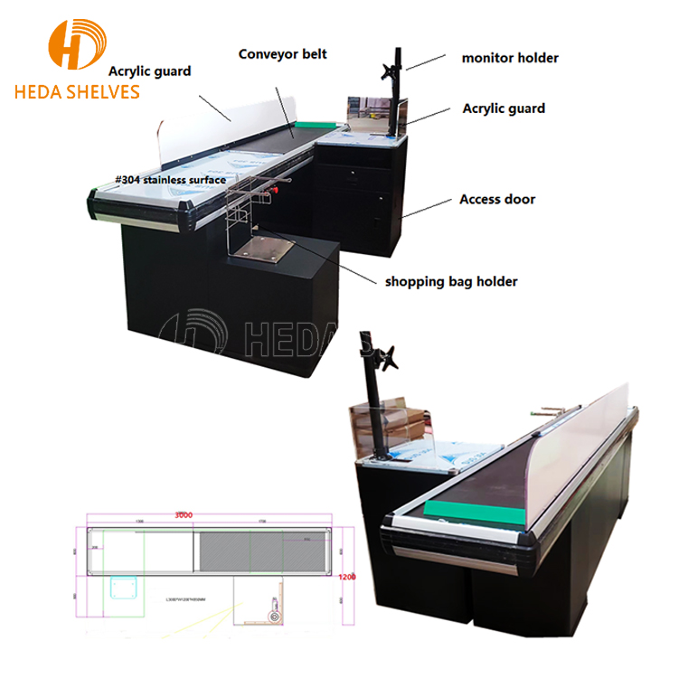 Best Quality Supermarket Checkout Counter/Used Supermarket Equipment Cashier Desk Equipment