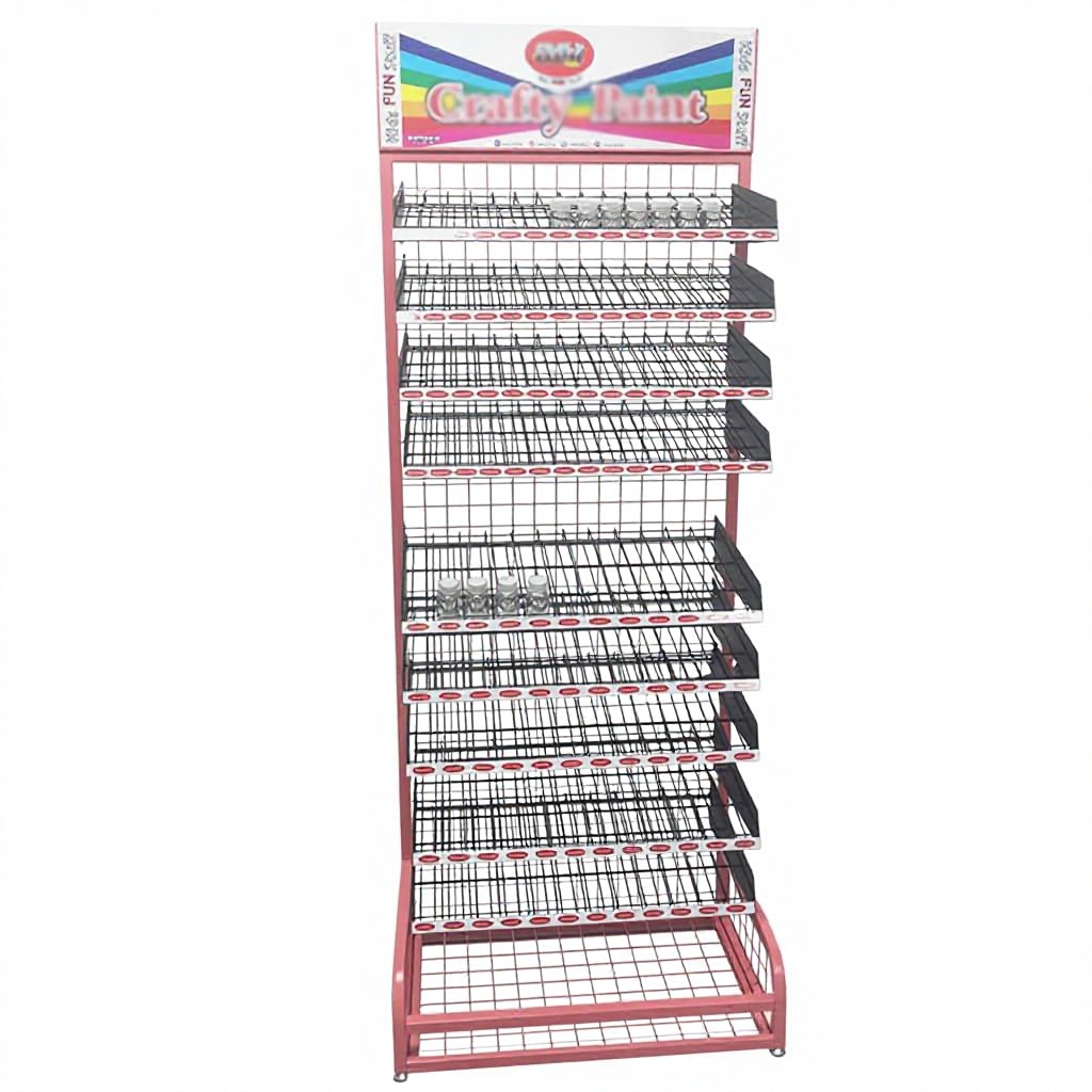 Custom Multi-Functional Display Stand Retail Store Light Duty Metallic Industrial Product Rack Oil Hardware Tools Products Shelf