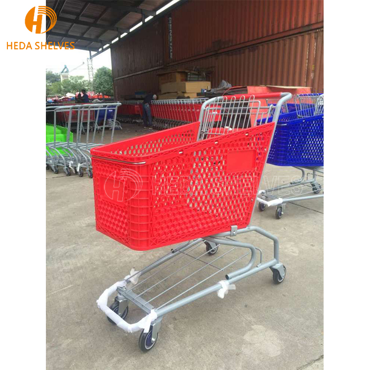 130L Asian Style Supermarket Children Metal Shopping Cart Children Shopping Trolley Cart With Child Seats
