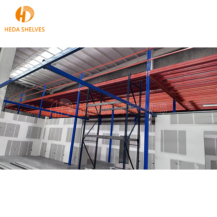 Heavy Duty Mesh Multi Tier Supported Mezzanine Floor With Stair Steel Industrial Warehouse Floor Platform Pallet Racking System