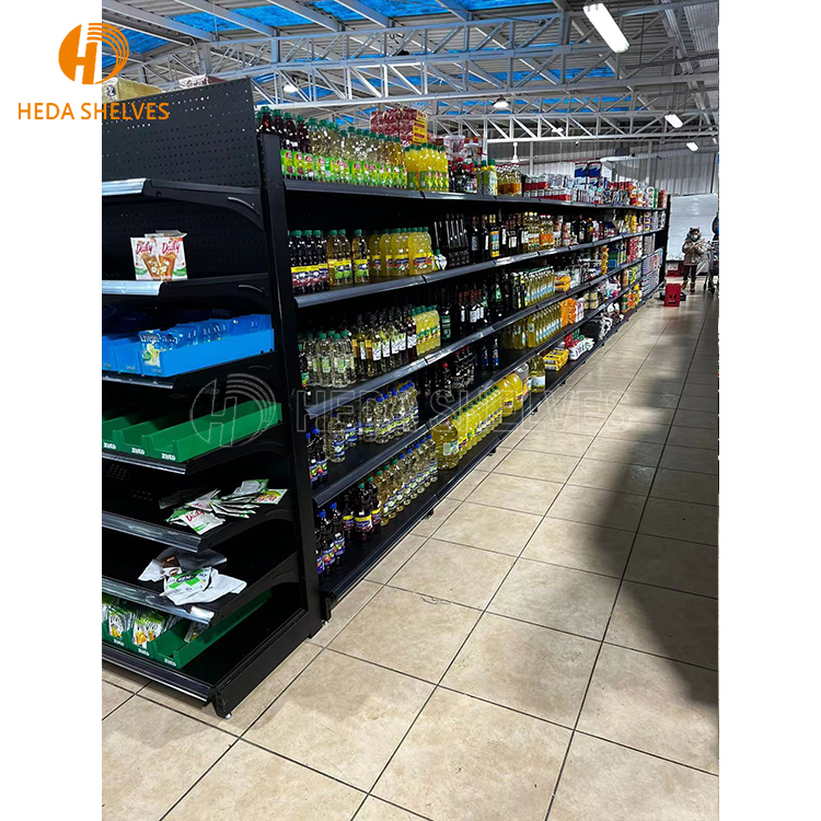 Good Quality Double-Sided Heavy Duty Iron Metal Gondola Rack Supermarket Display Stand