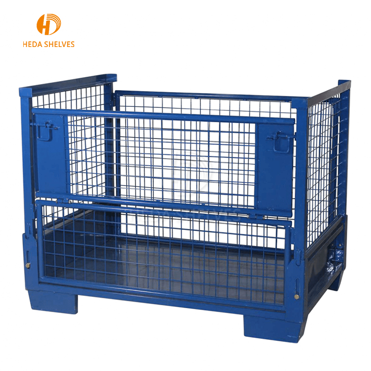 Guangdong Supplier Heavy Duty Collapsible Steel Metal Storage Pallet Mesh Cage