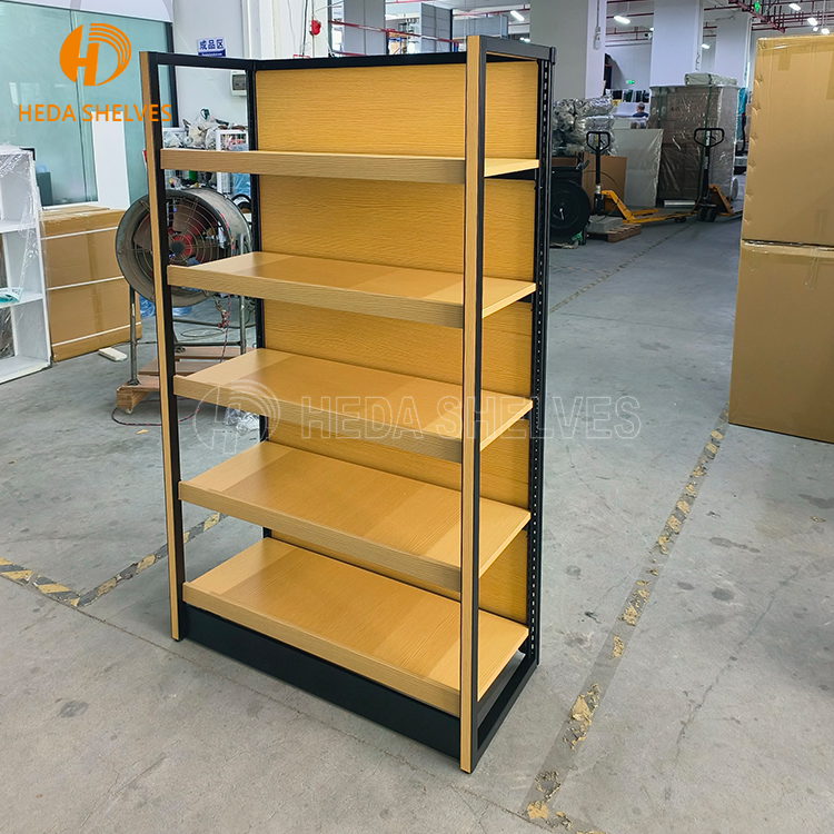 Supermarket Equipment Wooden Shelf Storage Convenience Store Display Racks Retail Gondola Shelving Miniso Shop Furniture