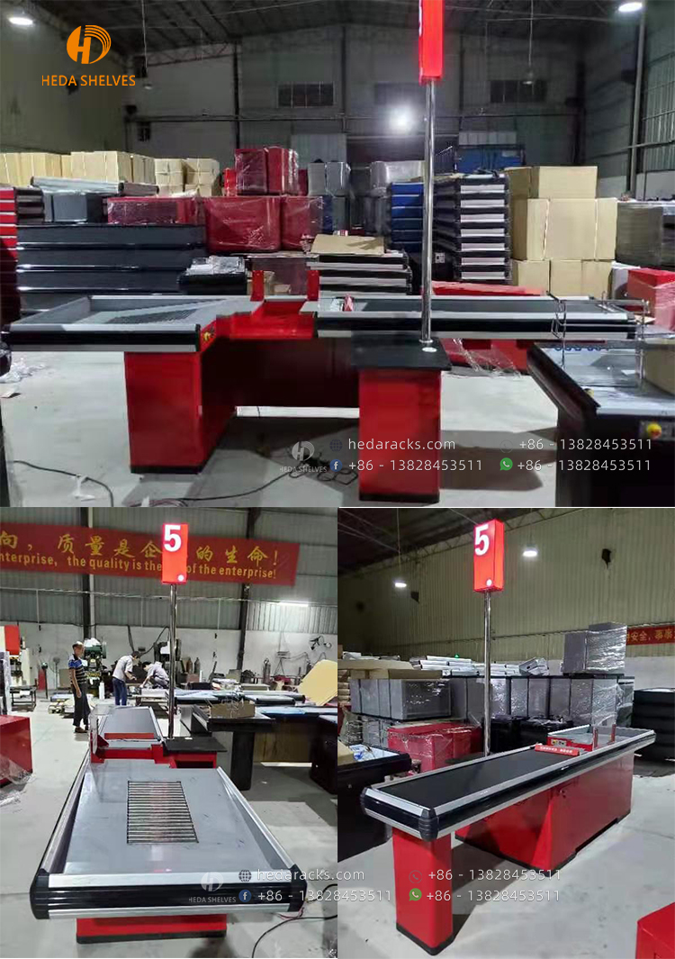 Supermarket Cashier Desk Equipment Checkout Counter Specs