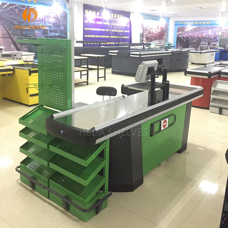 Supermarket Steel Cash Desk / Checkout Counter / Cashier Table With Low Price