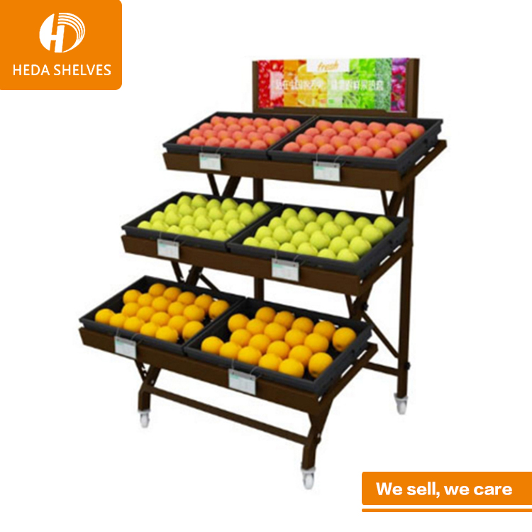 Super Markets Wood Fruit Stand Vegetable Rack for Fruit Shop Shelf