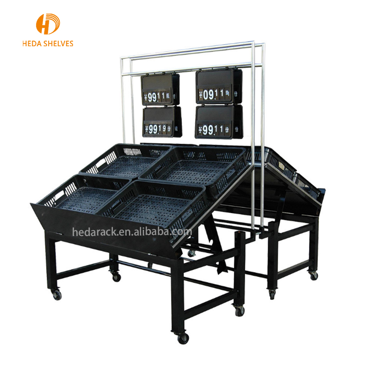 Super Markets Wood Fruit Stand Vegetable Rack for Fruit Shop Shelf