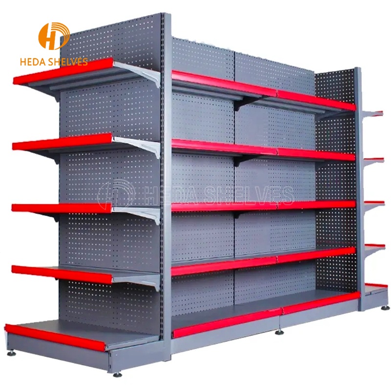 Modern Light/Heavy Duty Gondola Iron Supermarket Shelves Convenience Store Steel Metal Rack Display Store Grocery Shelves