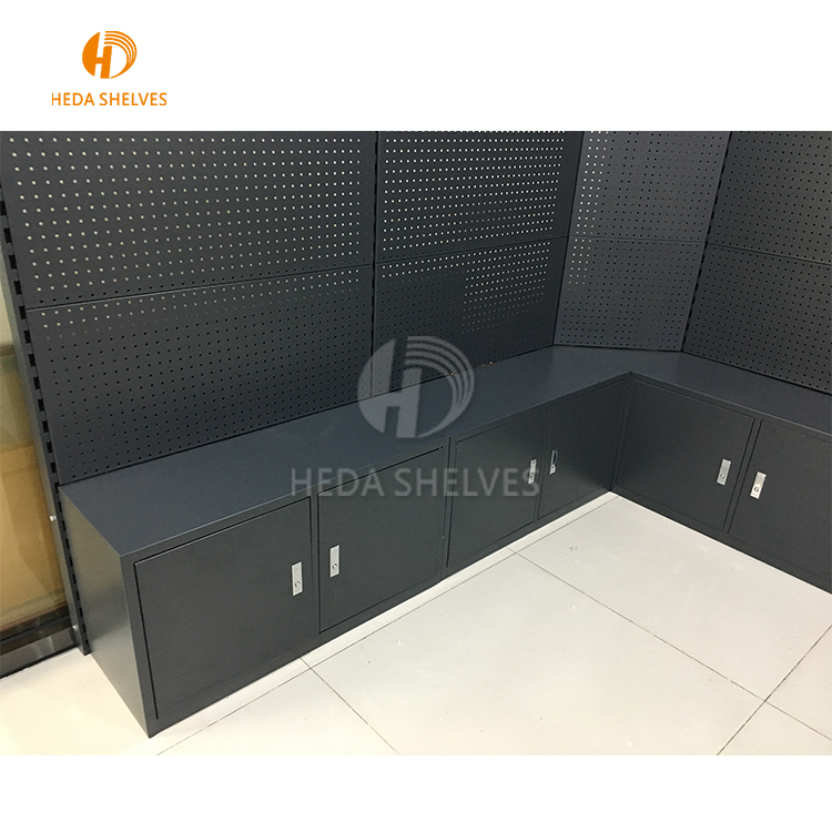 Hot Sales Customized Metal Show Tool Product Display Stand With Floor Cabinet