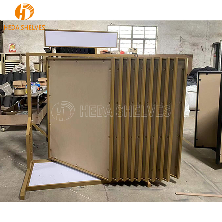 High Quality Sliding Tile Display Rack Ceramic Metal Tile Display Stand for Showroom
