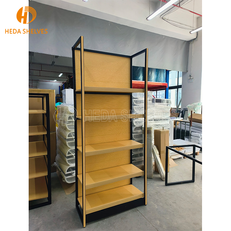 Supermarket Equipment Wooden Shelf Storage Convenience Store Display Racks Retail Gondola Shelving Miniso Shop Furniture
