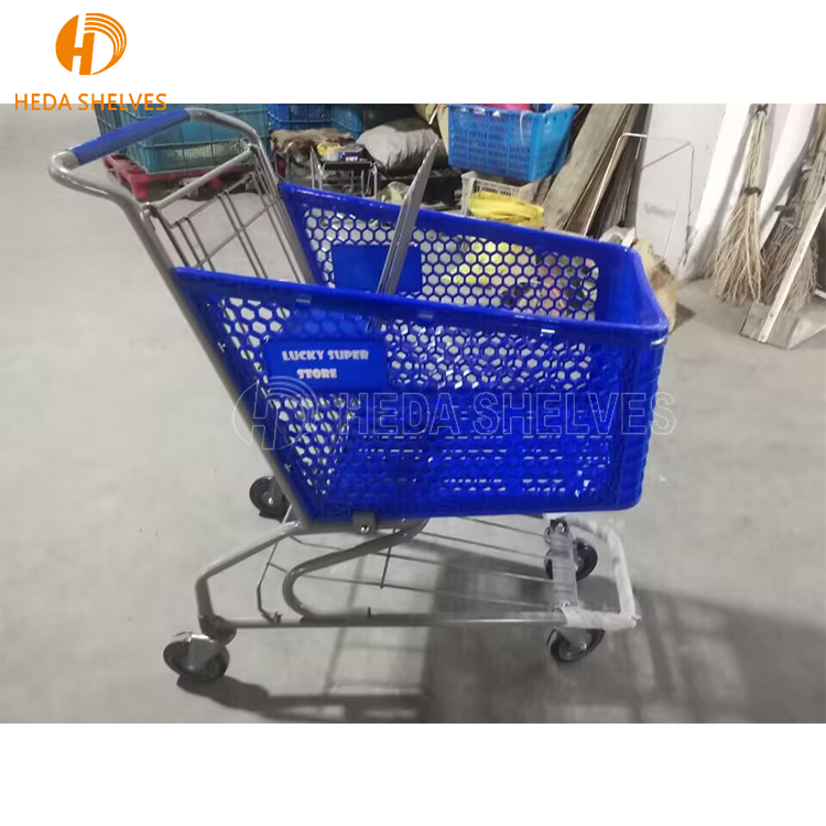 130L Asian Style Supermarket Children Metal Shopping Cart Children Shopping Trolley Cart With Child Seats