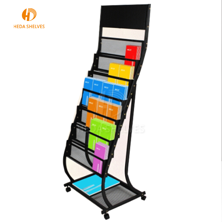 Office Furniture 4 Tier Steel Iron Free Floor Standing Newspaper Rack detail 4