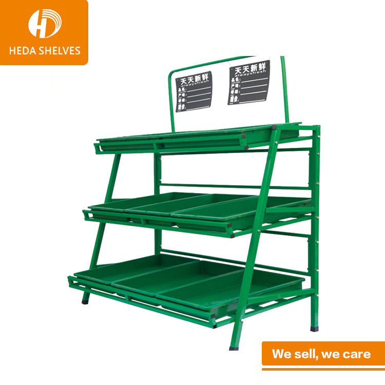 Super Markets Wood Fruit Stand Vegetable Rack for Fruit Shop Shelf
