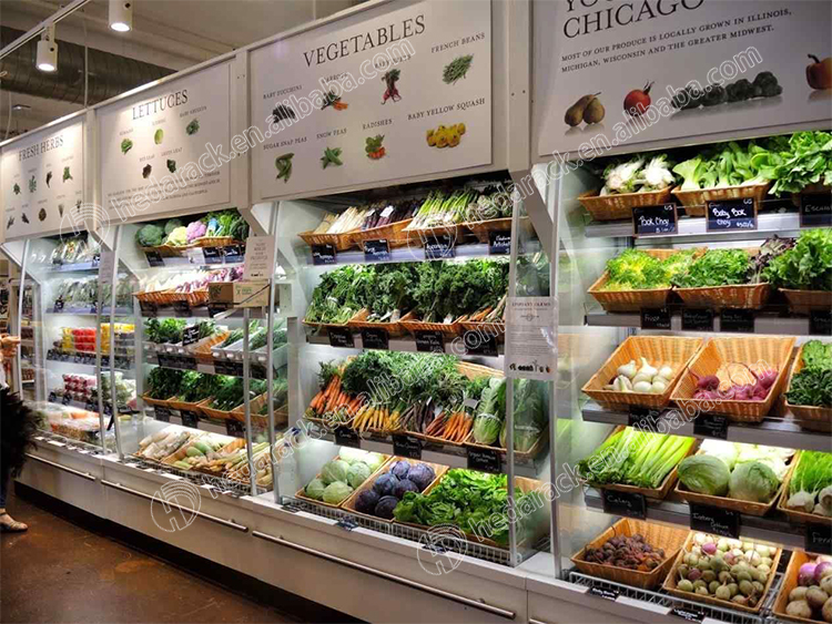 Supermarket Vegetable and Fruit Rack With Spray System Layout