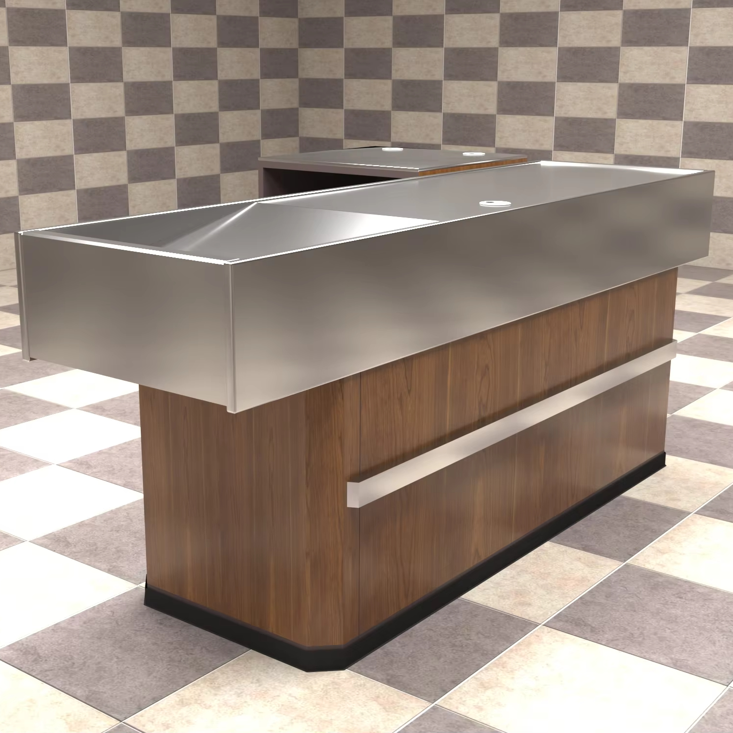 Modern Style Multifunctional Cashier Table Popular Checkou Counter for Supermarkets Durable Wood Steel MDF Materials