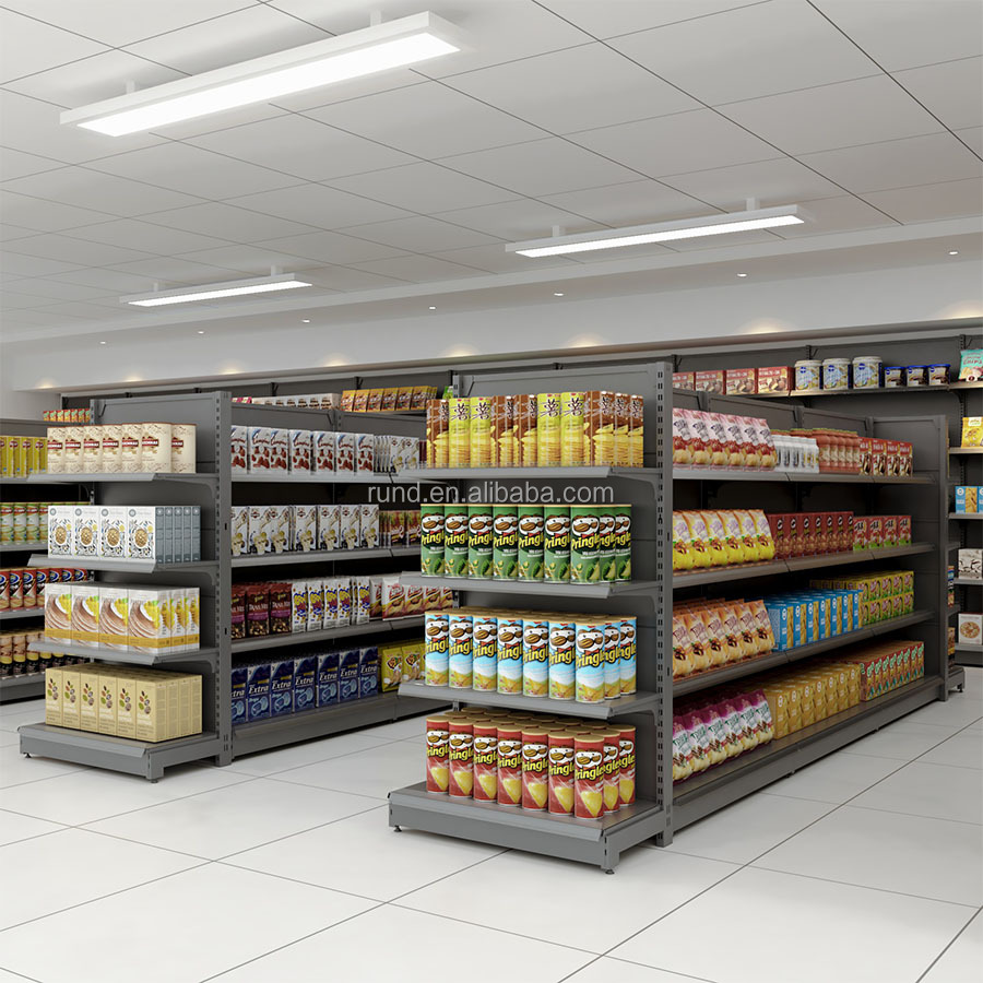 Foshan Heavy-Duty Metal Gondola Shelving for Supermarket Display Racks Steel Storage Stand