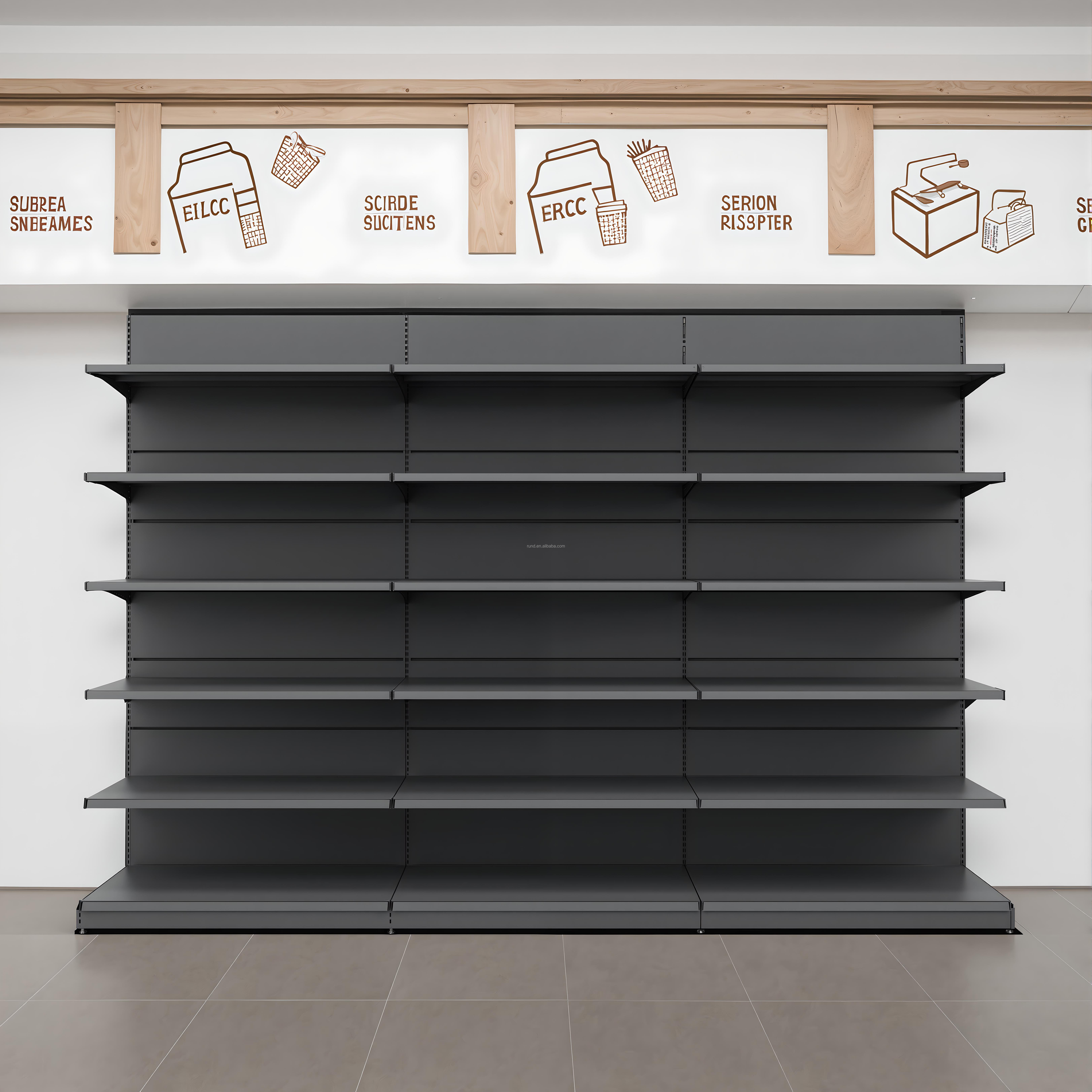 Heavy Duty Single-Sided Supermarket Rack Retail Convenience Store Gondola Shelves Made Durable Metal Steel Supermarket Shelves