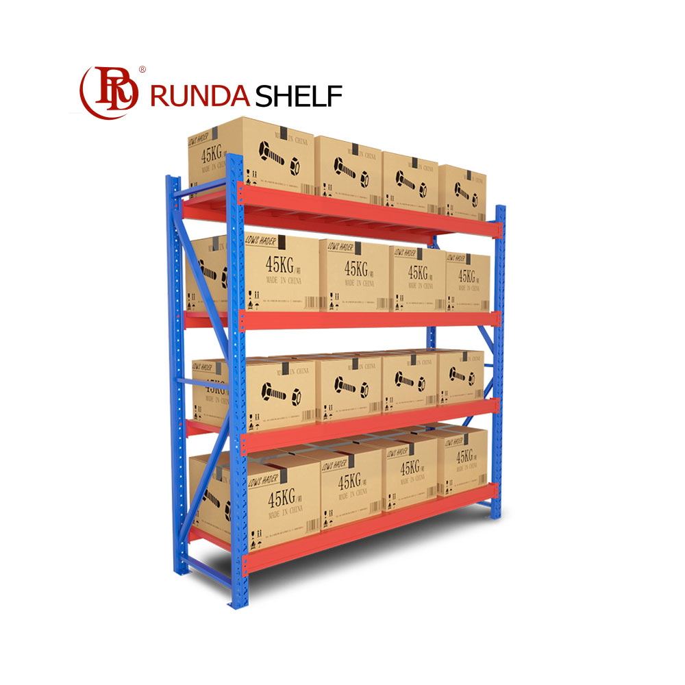 Heavy-Duty 4-Tier Metal Adjustable Household Storage Shelf Display Racks for Warehouse Stacking & Cargo Storage