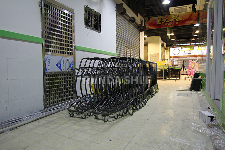 unFolding Wire Supermarket Trolley with Wheels Used As Shopping Cart or Magazine Rack