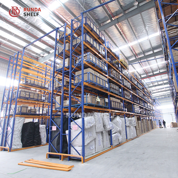 Heavy-Duty Boltless Galvanized Steel Pallet Rack Multi-Level Narrow Gravity Storage Shelves Efficient Warehouse Management GS