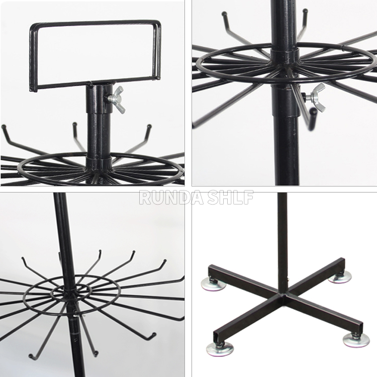 Light Duty Metallic Bag Holder for Hair Extensions Single-Sided Ring Display Stand Supermarket Rack