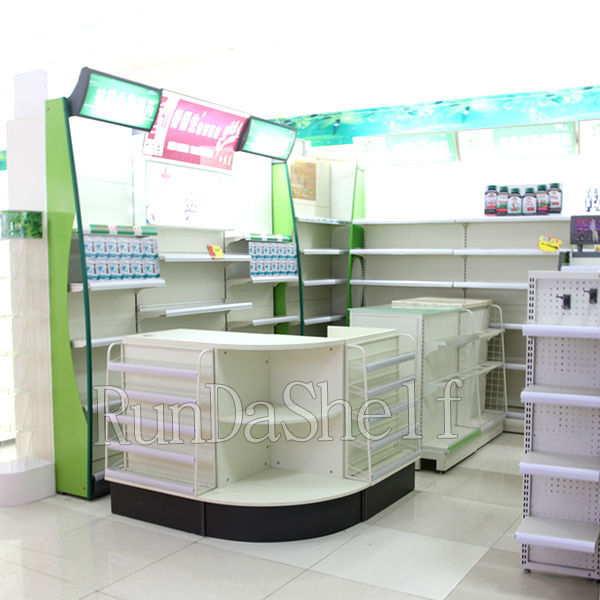 Wholesale RD Single-Sided Supermarket Rack Checkout Counter Multicoloured Metallic Cashier for Groceries and Supermarkets