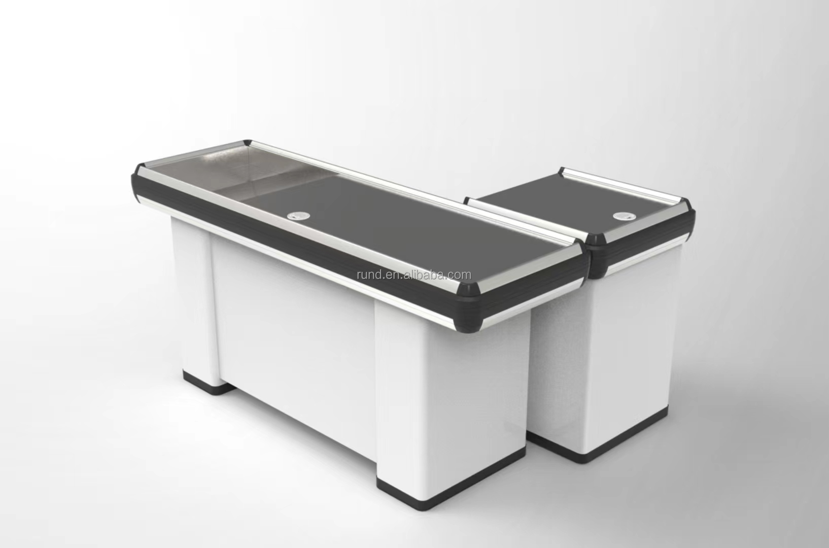 Hot Sale Checkout Counter for Supermarkets and Retail Stores Cashier Check Table with Stone Design Made of Durable MDF Wood