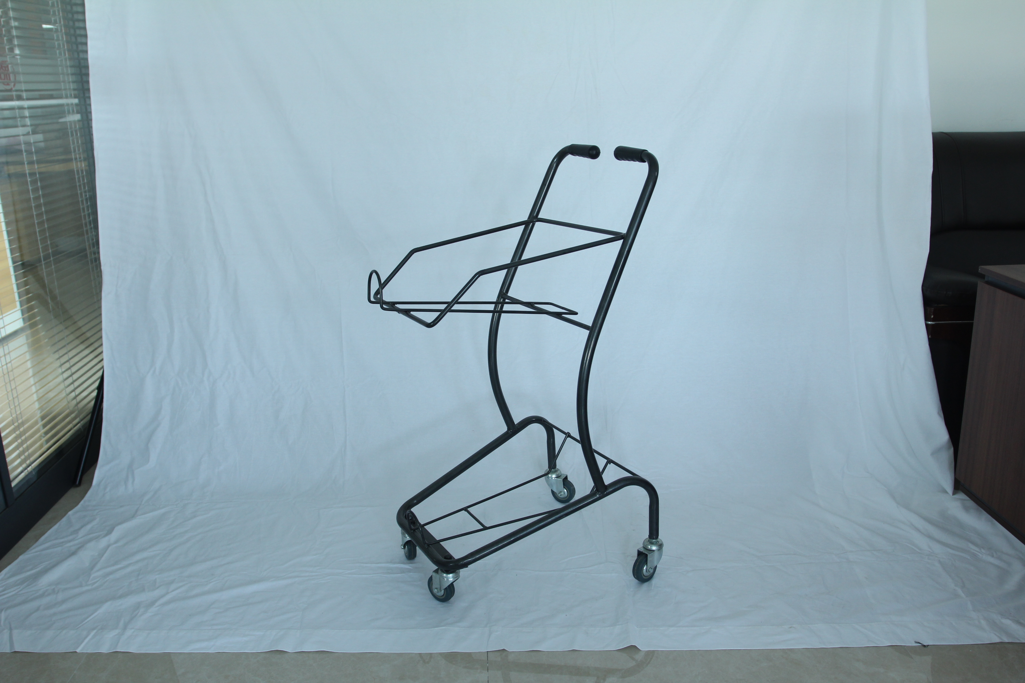 Supermarket Shopping Cart Double Trolley KTV Black Trolley Property Home Shopping Cart Fruit Shop Convenience Store Trolley Rz