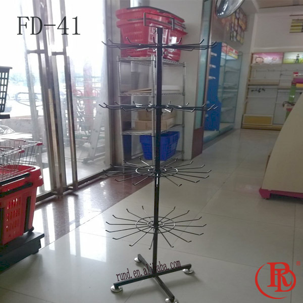 Single-Sided Light Duty Metal/Steel Jewelry Display Shelf Rotating Floor Stand for Body Piercing and Supermarket Rack Use