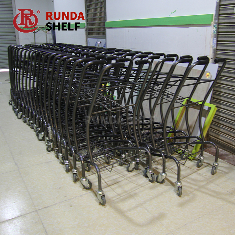 unFolding Wire Supermarket Trolley with Wheels Used As Shopping Cart or Magazine Rack
