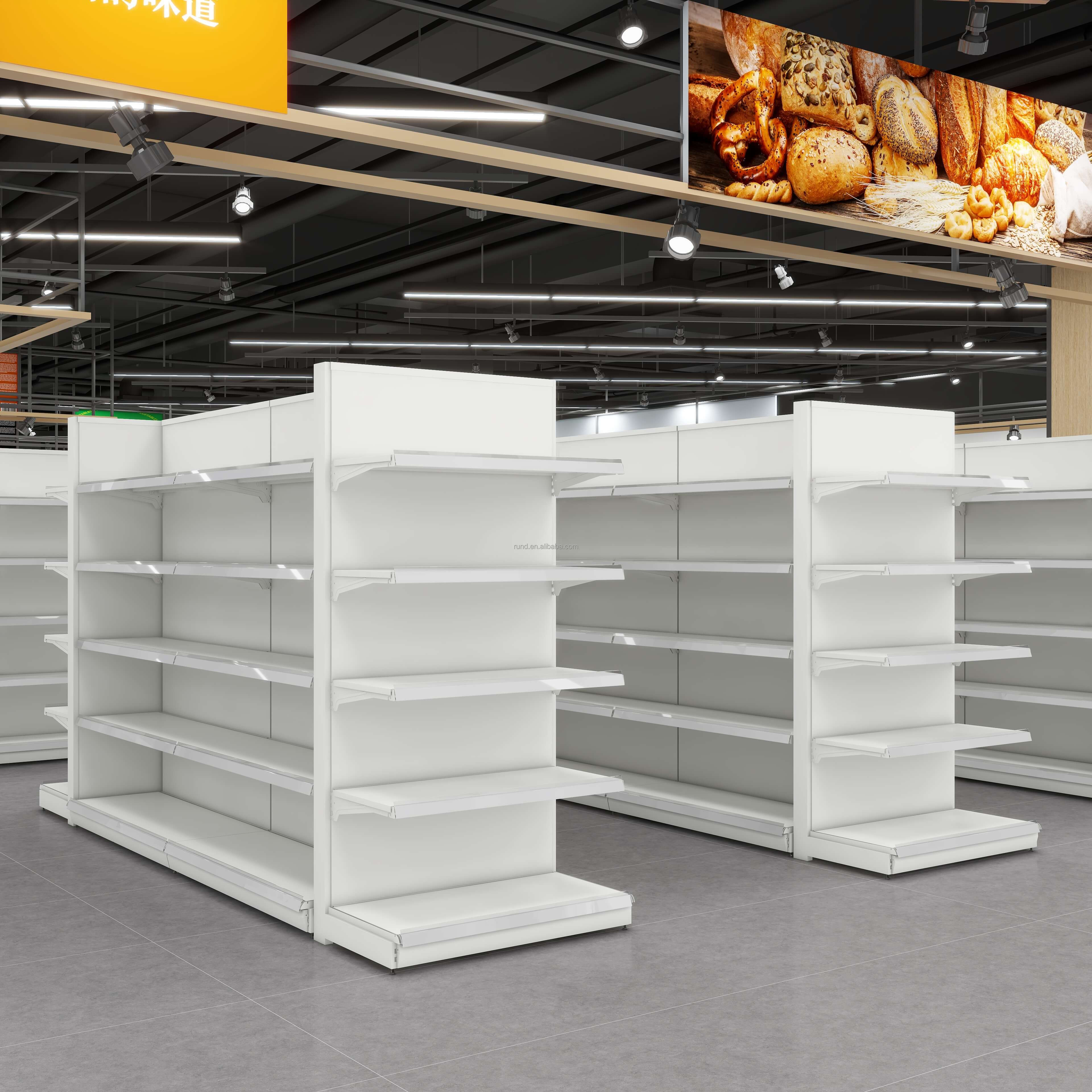 Hot Sale Lightweight Iron Display Rack Wall-Mounted Wooden Metal Stand for Grocery Store Supermarket Clothing Display