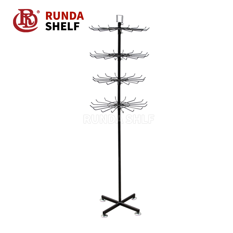 Light Duty Metallic Bag Holder for Hair Extensions Single-Sided Ring Display Stand Supermarket Rack