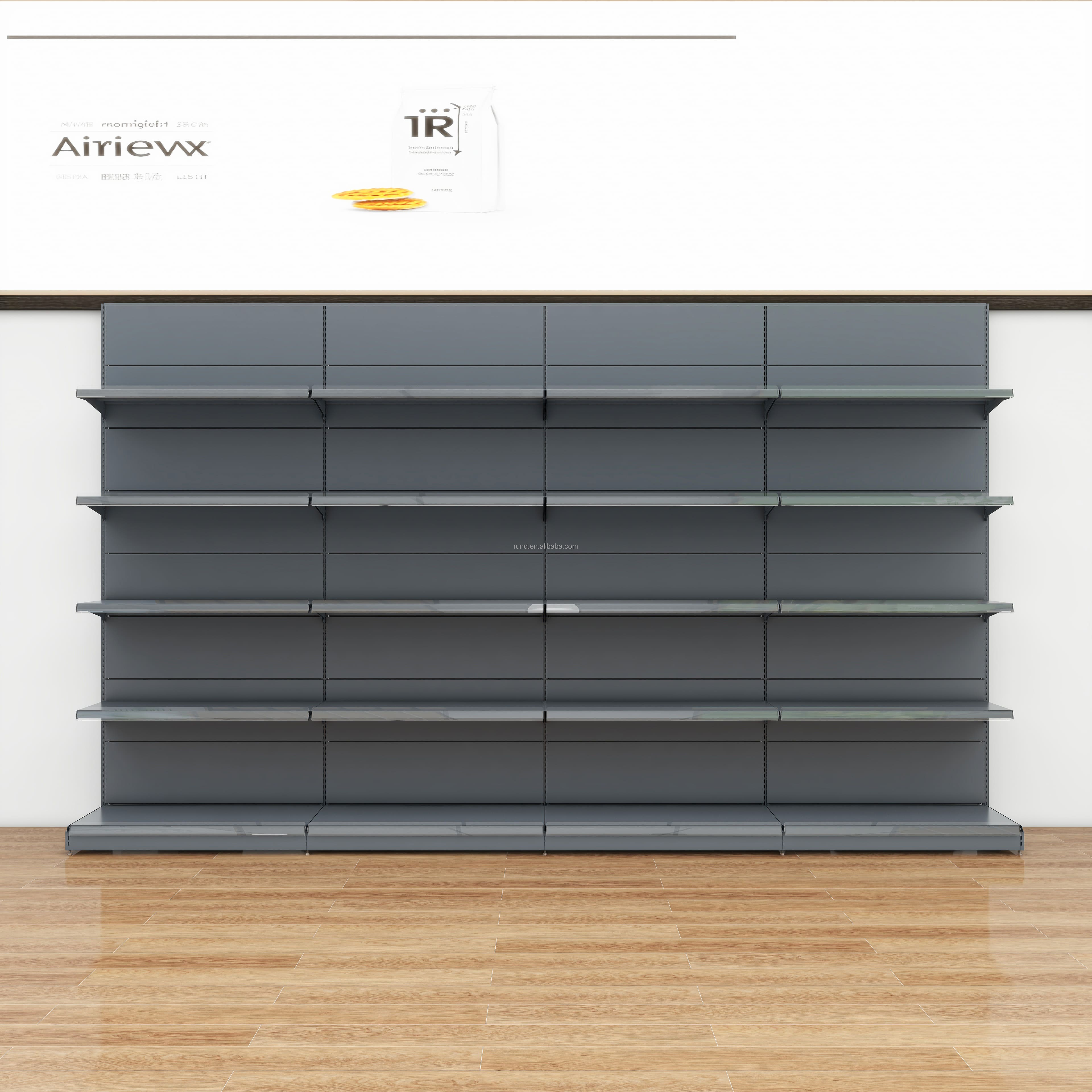 Heavy-Duty Double-Sided Steel Gondola Shelf for Retail Department Store and Grocery Rack Supermarket Metallic Storage Solution