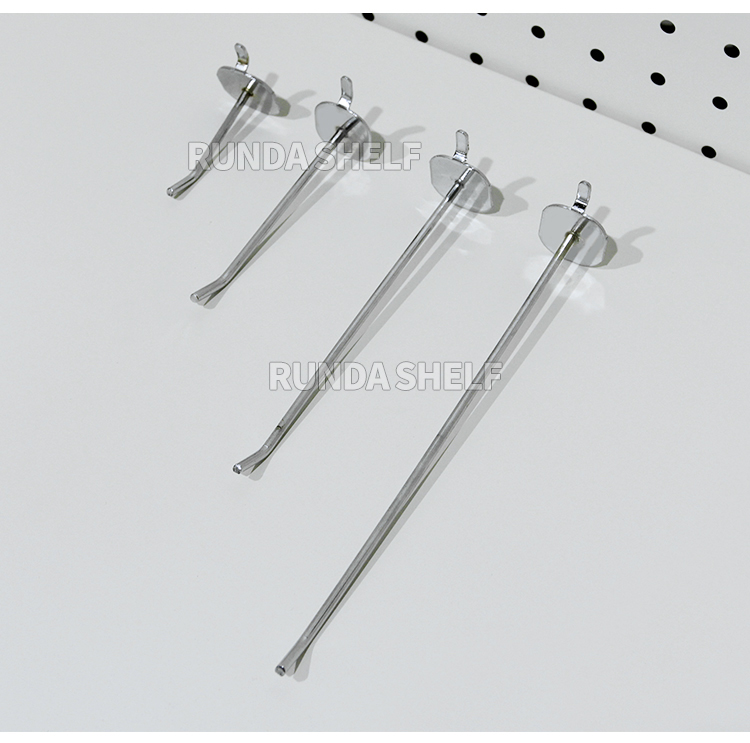 Supermarket Metal Looped Lock Pegboard Electroplate Hook Panel Single Hook Double-Sided Light Duty Style